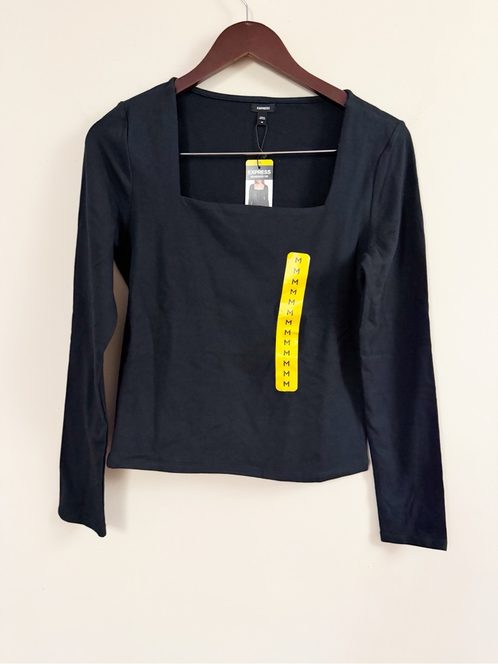 Express Black Square Neck Long Sleeve Top NEW Size Medium